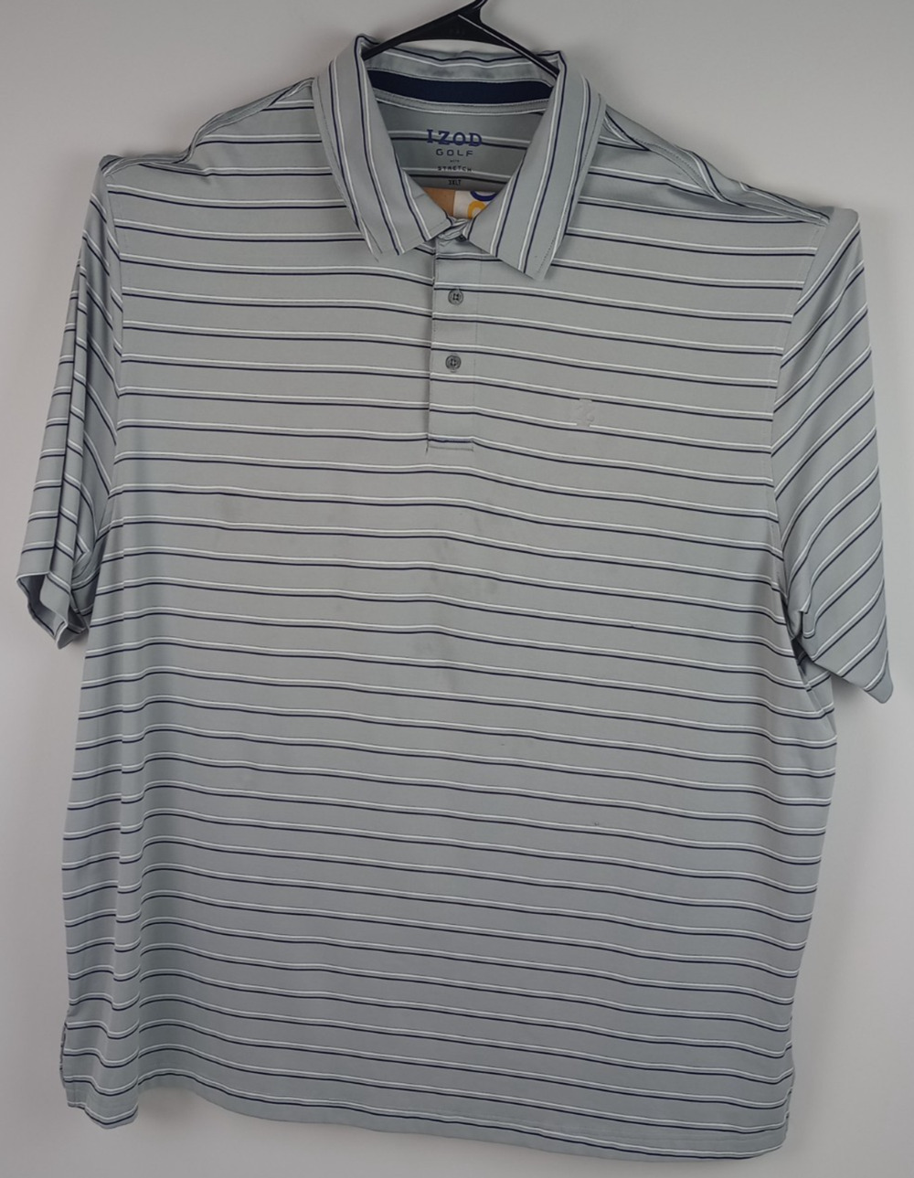 Izod Golf Men's 3XLT Silver Satin Stretch Short Sleeve Vented Collar Polo Shirt